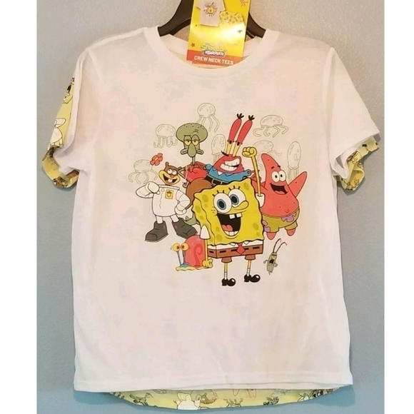 NWT Nickelodeon Spongebob Square Pants Crew Neck Tees Pack Of 2 Size L - Picture 1 of 5